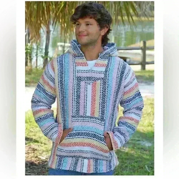 ✨EARTH RAGZ size Small BAJA JOE MEXICAN HOODIE in PASTEL BUBBLEGUM - Picture 3 of 8